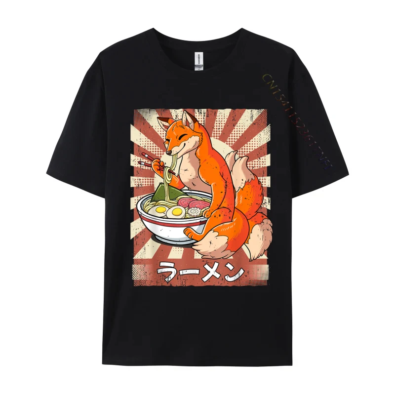 Ramen Kitsune Noodle Soup Ramen Tees Ramen Kitsune Noodle Soup Ramen 2024 Custom Cotton Men's T-Shirt Custom T Shirt