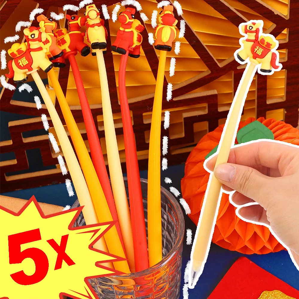 

1-5Pcs Cute Cartoon Pony Swinging Horse Year Gel Pen Stationery Pen Neutral Pens Student Kids School Writing Stationery Supplies