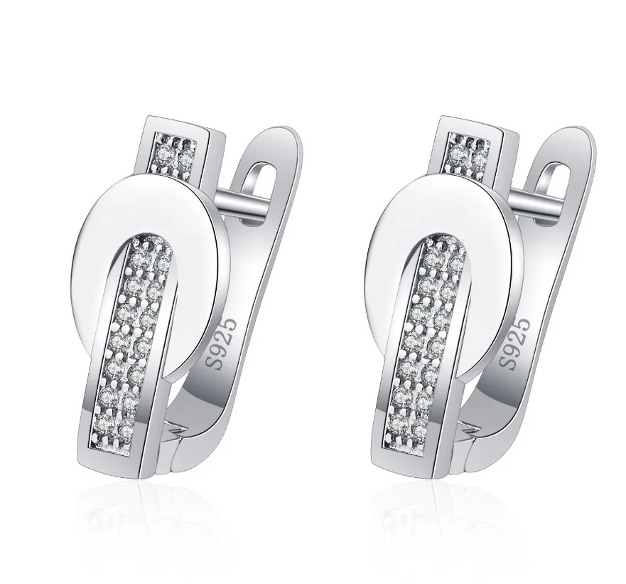 925 Sterling Silver Zirconia Crystal Earrings For Women Classic Geometric Twisted Line Earrings Party Versatile Jewelry ear cuff