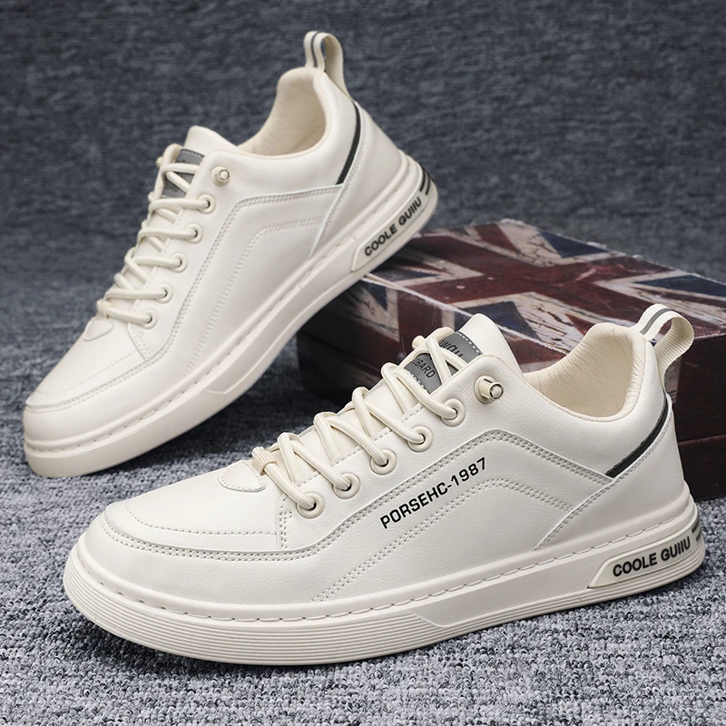 

Men's Leather Shoes Casual Comfort Cricket Shoes Fashion Sneakers for Men Lightweight Driving Shoes Zapatillas De Deporte