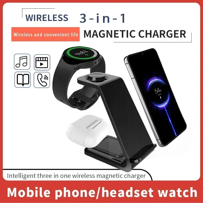 VIKEFON 3 in 1 Wireless Charger Stand For Samsung S23 S22 Phones Galaxy  Watch 7 8 9 Airpods Pro Fast Charging Dock Station