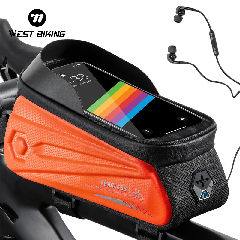 

WEST BIKING Bicycle Bag Waterproof MTB Road Bike Front Frame Bag 7.0 Inch Sensitive Touch Screen Phone Bag Cycling Accessories