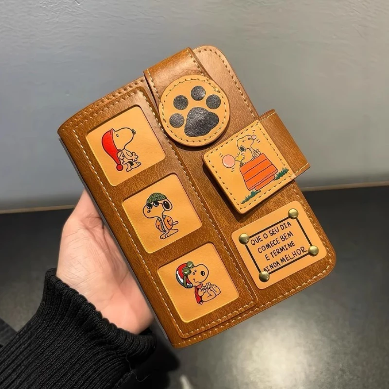 

Snoopy Cute Portable Leather Notebook Japanese Stationery Bag Anime Cartoon Handmade Retro Notebook Detachable Girl Gift