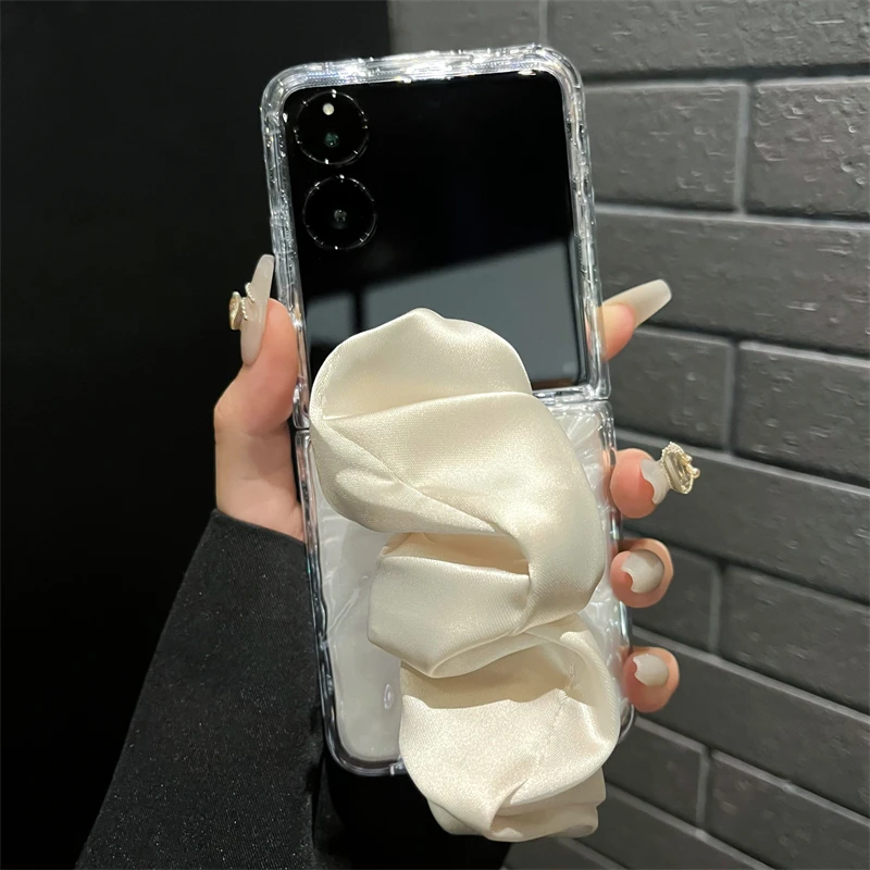 For Xiaomi Mix Flip Luxury Transparent Water Ripple Silk Wrist strap Phone Case Cover_voghion.com