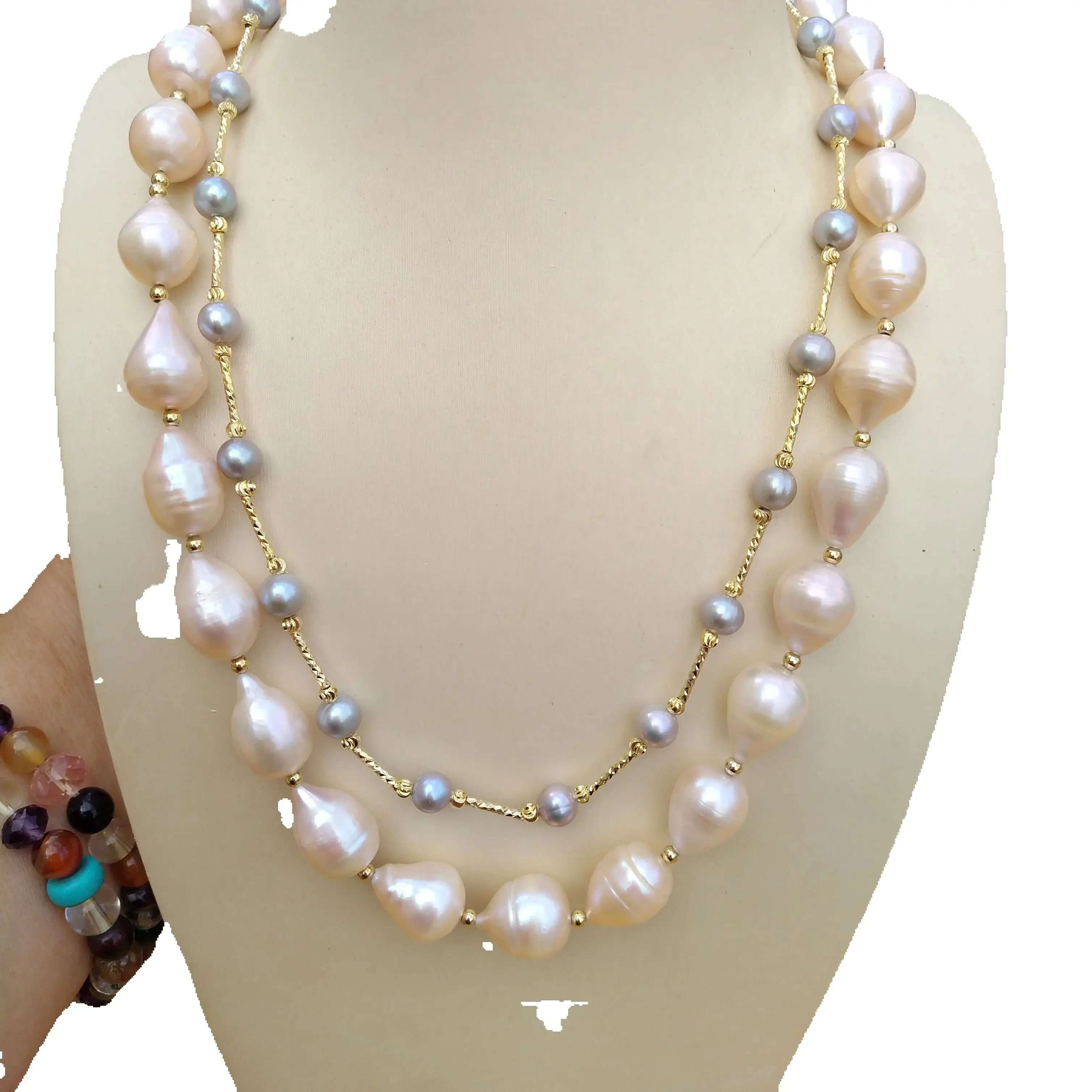

Double Rows Natural Seawater gray pink South Sea Real Necklace For Any Occasion