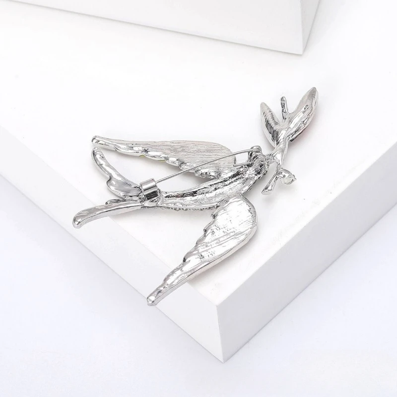 Swallow Holding A Branch Brooch Women's Alloy Rhinestone Bird Badge Fashionable and Versatile Suit Coat Corsage Jewelry Pin image 5