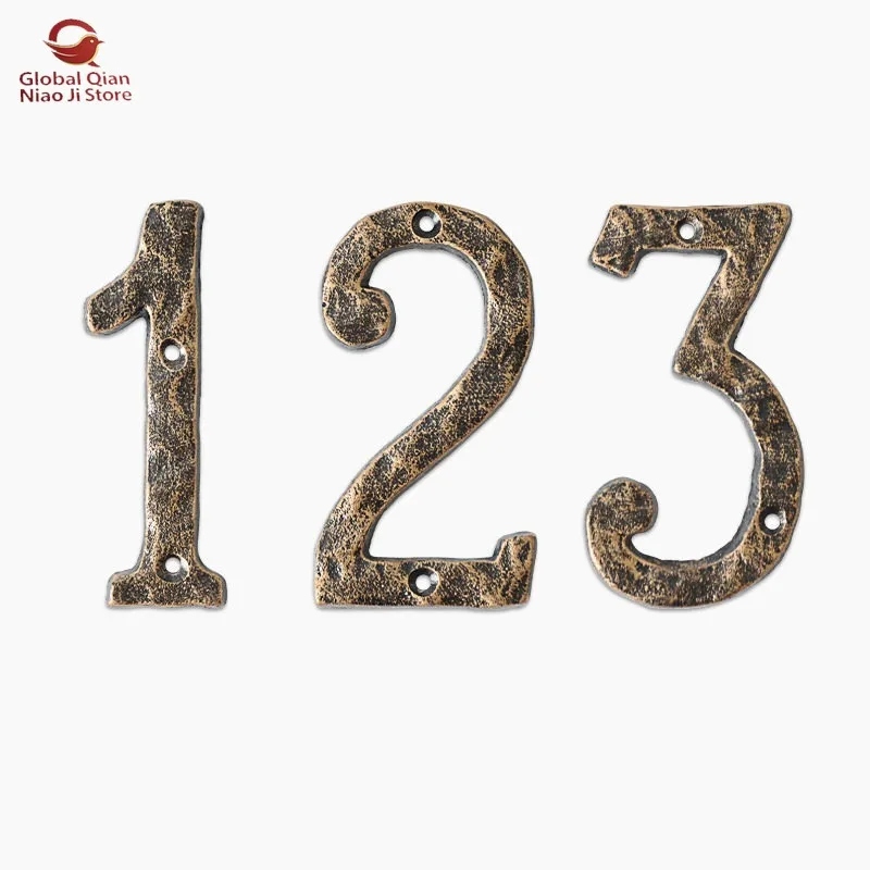 Black Gold Large Cast Iron Forged Digital House Numbers Decorative Phone Numbers for Bars and Homestays Wall Decor
