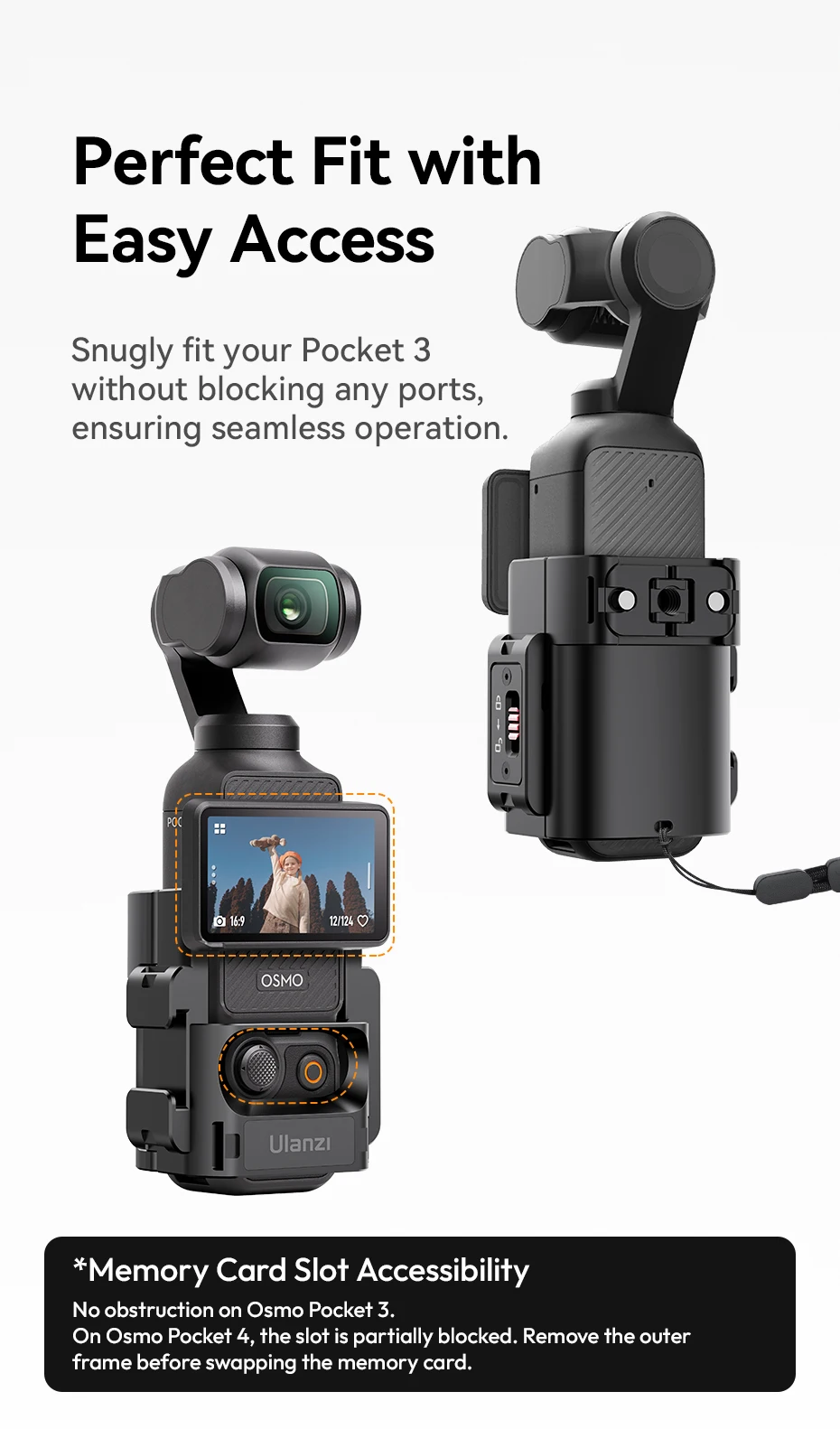 Ulanzi PK-06 Pocket 3 Erweiterungsadapter Multi-Schnittstellen-Schnellverschluss-Halterung für DJI OSMO Pocket 4 3 Vlog Reise-POV-Aufnahmen – Detail 7