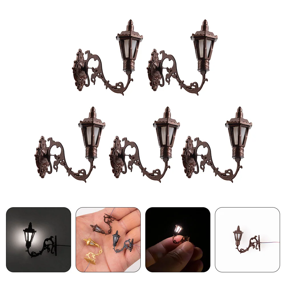 

5 Pcs Micro Landscape Wall Light Miniature Lamp Model Decorate Lights Stainless Steel Plus Abs House