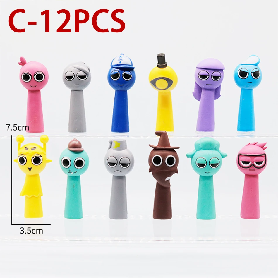 Novo conjunto de 12 peças engraçado sprunki figuras modelo 6-8cm pvc sprunki jogo anime figuras de ação e brinquedo dos desenhos animados crianças presentes de aniversário brinquedos