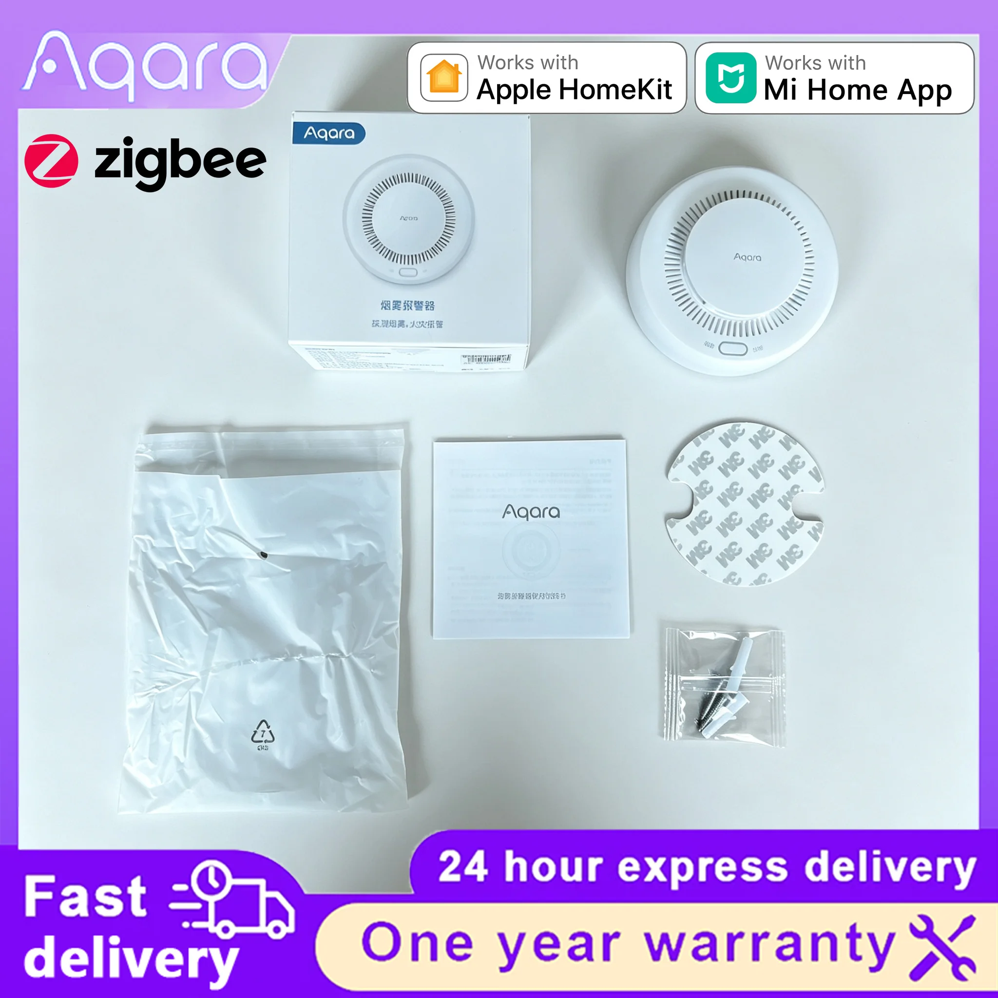 Aqara Smoke Detector Zigbee 3 Fire Alarm with Sound Alert Home Security Sensor for Xiaomi Mi Home and Apple HomeKit