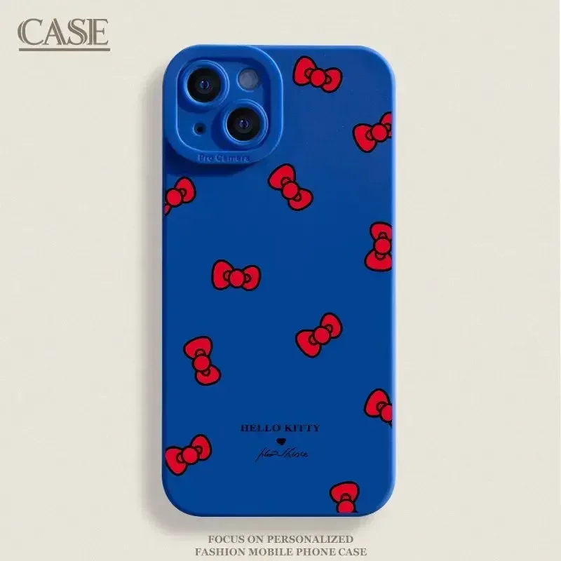 Hello Kitty BowKnotเคสโทรศัพท์สําหรับiPhone 16 15 Pro 14 13 12 11 Pro Max Mini X XS Max XR 7 8 16 Plus SEซิลิโคนอ่อน