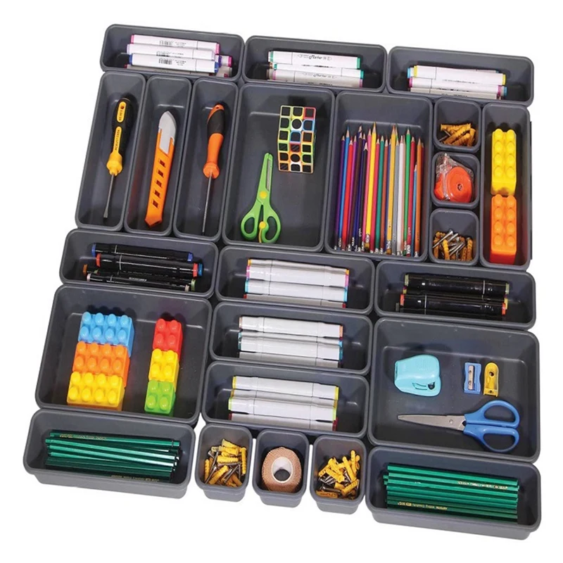 24 PCS Desk Drawer Organizer Tool Box Organizer Office Organization Junk Drawer Organizers For Office