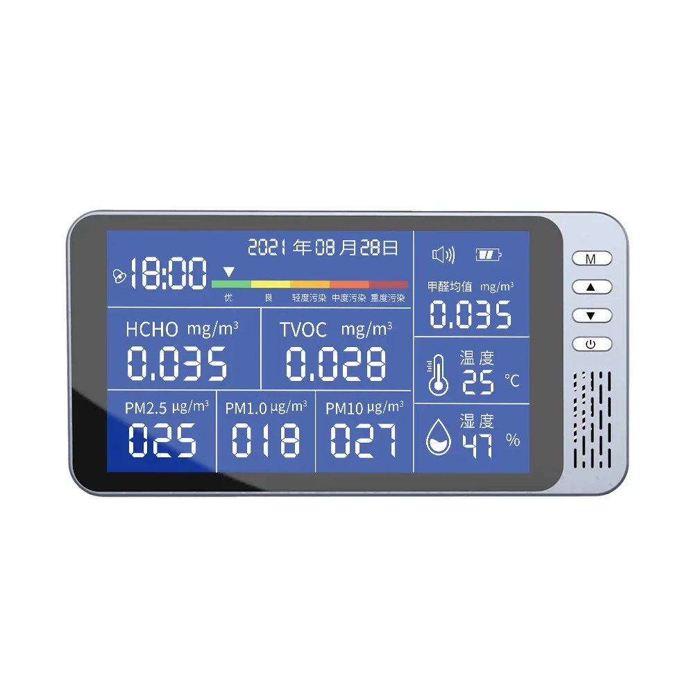 Fine Division Formaldehyde PM2.5 Detector Wall Mounted Desktop Dust Haze Air Quality Monitor