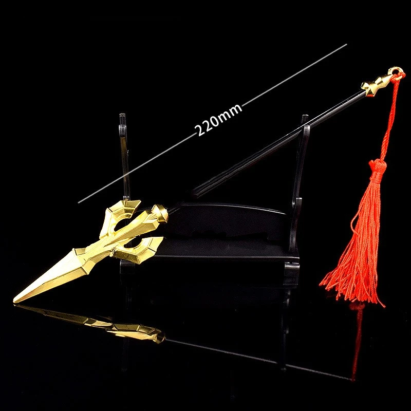 22 cm/8.66in King Games modèles d'armes en métal périphérique Nezha lance flamboyante Nezha millénaire renard jouet épée accessoire de bureau cadeau