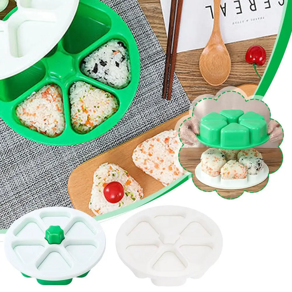 6 Grids Japanese Onigiri Maker Press Non-sticky DIY Nigiri Bento Tools Japanese Plastic Mold Sushi Maker Box Triangular Kit I2O7