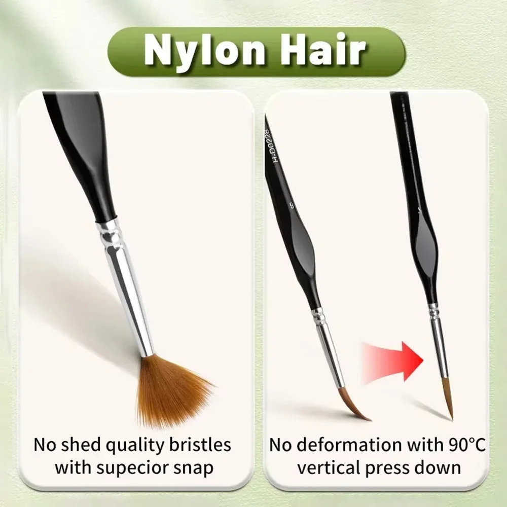 6pcs Fine Tip Paint Brush Set for Acrylic/Model/Miniature Detail, Nylon Hair Extra Thin Triangular Handles Craft Artists Hobbyis