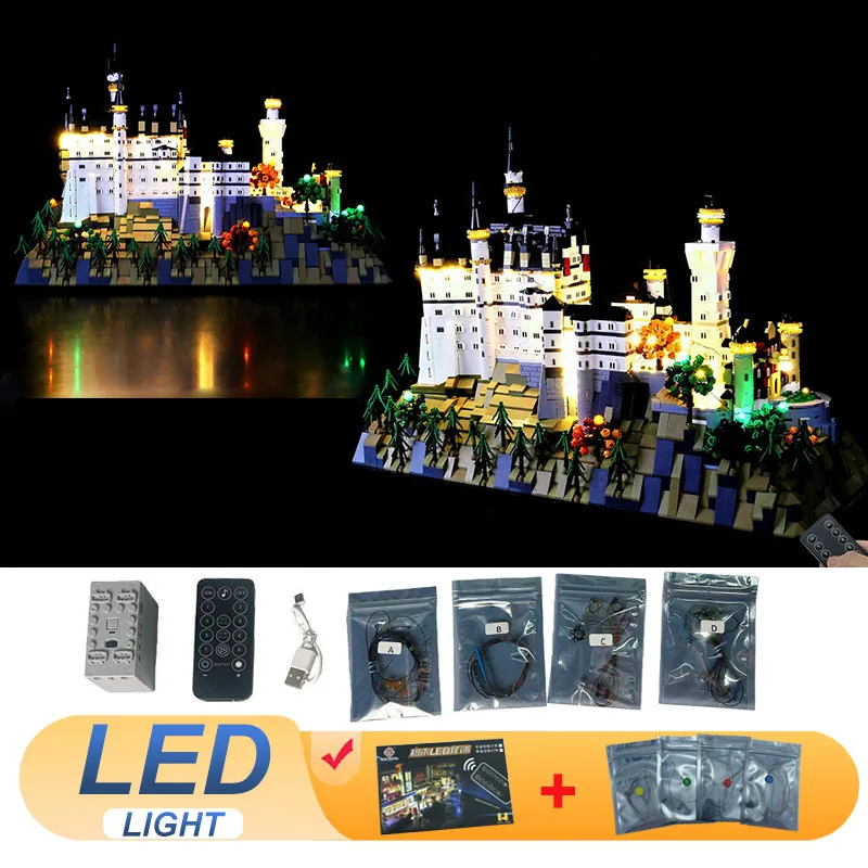 Kit luce LED per LEGO 21063 Neuschwanstein Castle Architecture Regalo di Natale (Non include blocchi di costruzione Set di mattoni Modello)