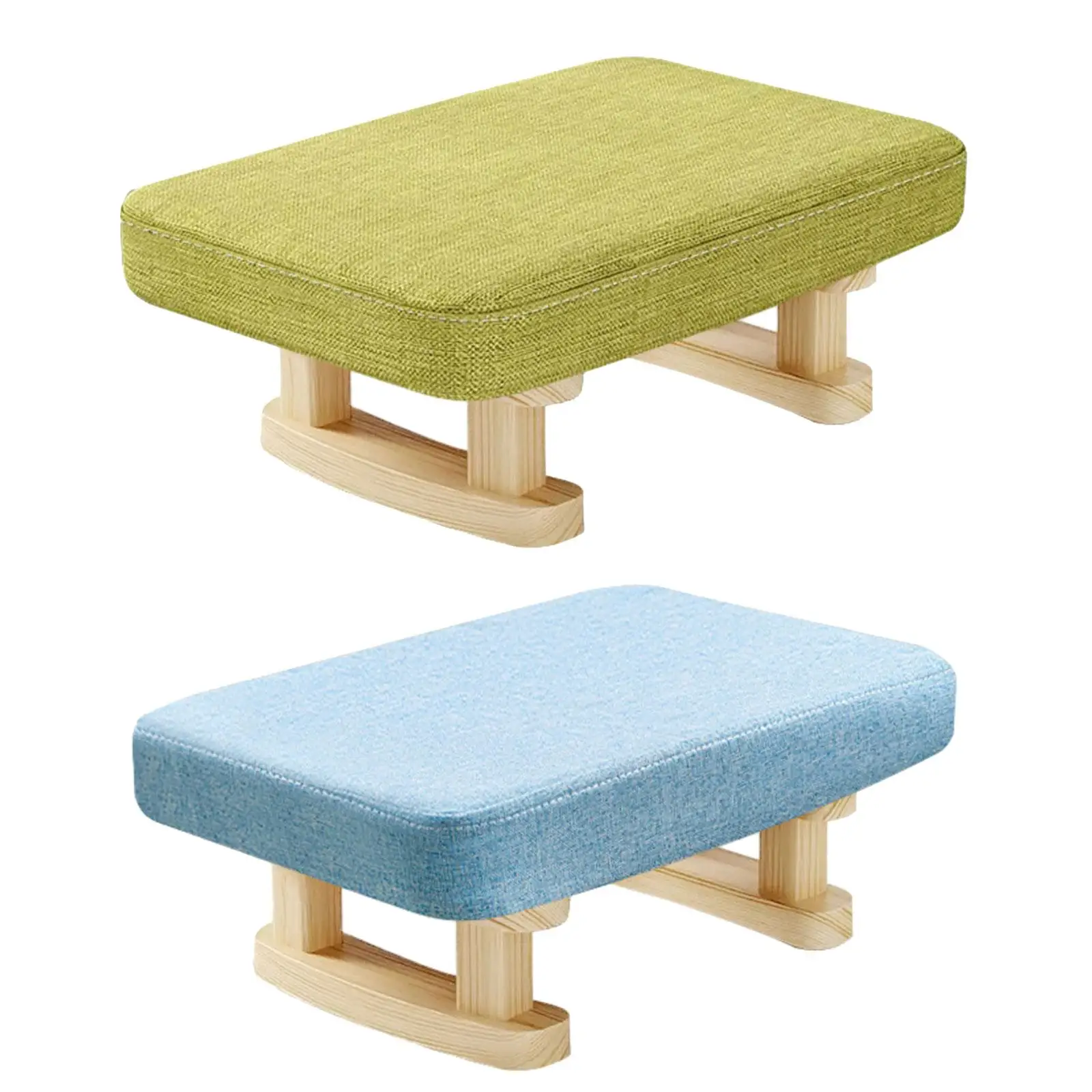 

Small Footstool Comfortable Rectangle Step Stool Foot Rest with Wooden Legs Small Ottoman for Desk Bed Tearoom Guest Room Office