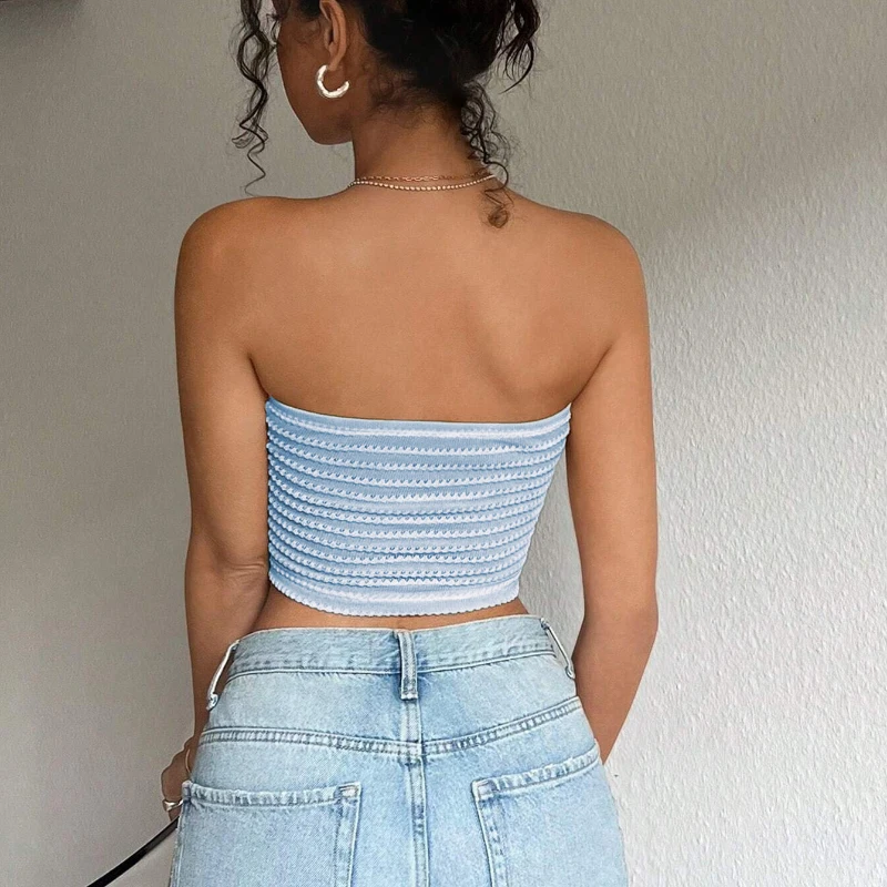 Sexy Crop Top Women's Off The Shoulder Tank Top Street Style Backless Bandeau Vests 2026 Summer Casual Sleeveless Slim Tops