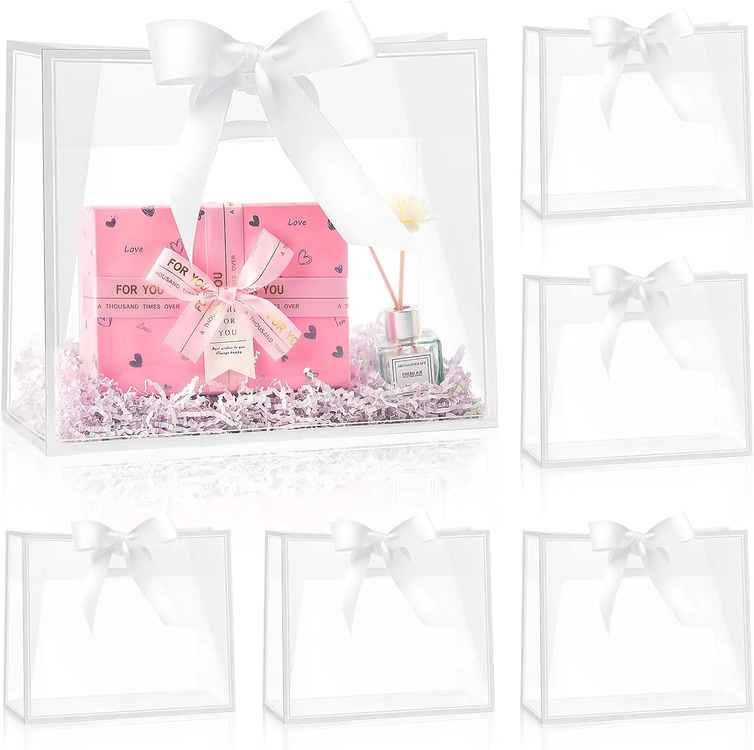Bolsas de Regalo de Plástico Transparente con Asas, Paquete de 12 Bolsas Reutilizables para Fiestas de Boda y Despedidas de Soltera, Material PP Resistente