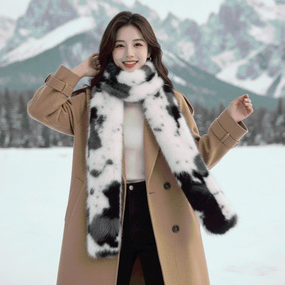 Skin Friendly Winter Faux Fur Scarf Soft Texture Lightweight Thick Warm Neck Warmer Thermal Insulation Windproof