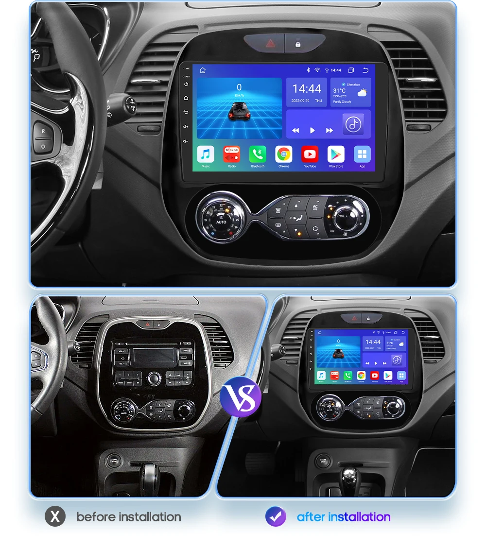 Hizpo 7862 Car Radio For Renault Kaptur Captur 2016 - 2019 Wireless Carplay Intelligent System Multimedia Android Auto 4G 2Din