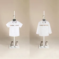 Summer Baby Toddler Teenage Boy Uniforms Clothes Boys Shirts White Short Sleeve Turn-down Collar Kids Tops School Shirt for Boys
