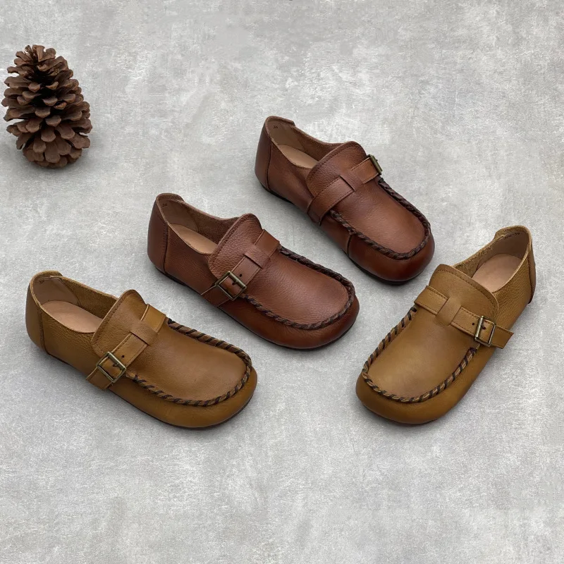 

GKTINOO обувь из натуральной кожи, женская повседневная обувь на плоской подошве, брендовая обувь из мягкой коровьей кожи, повседневная женская обувь на плоской подошве с круглым носком и мягкой подошвой