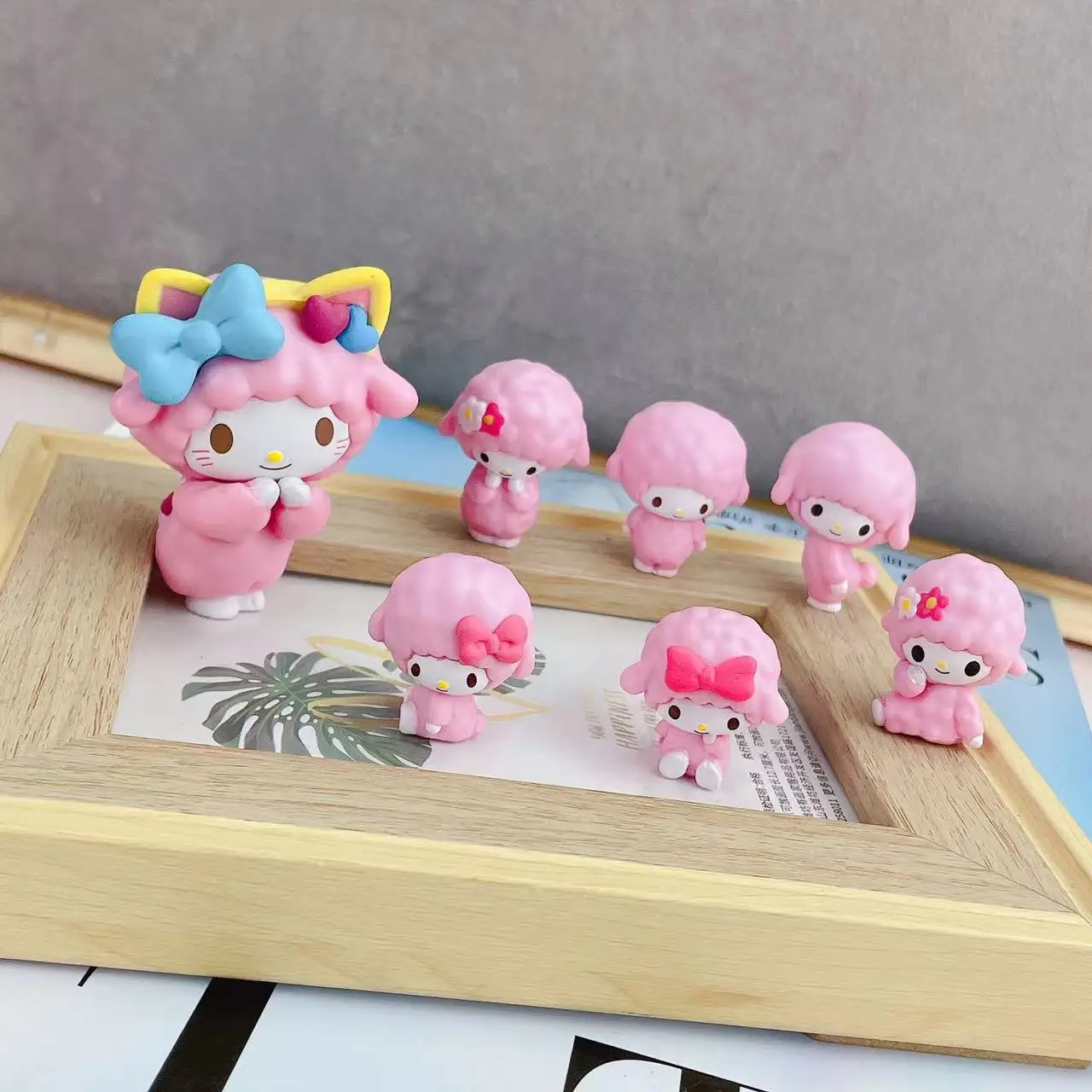 Kawaii Sanrio My Sweet Piano Cartoon Figure My Melody Sheep Toys Diy Cake Decoration Accessories Model Doll Pvc Kids Gifts 6Pcs