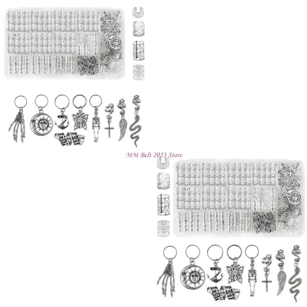 

49ME Hair Rings Hair Beads Loose Coil Dreadlock Bead Hair Jewelry For Braid