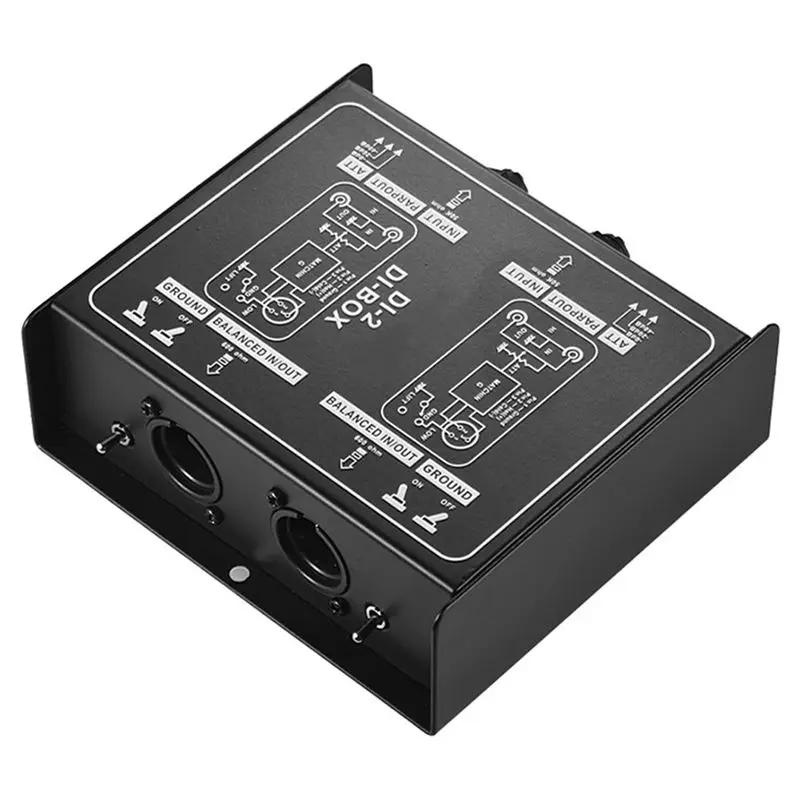 AT42 Premium Direct Injection Molded Audio Box - Passive DI Unit Canceller with Input Pad for Guitar and Connections