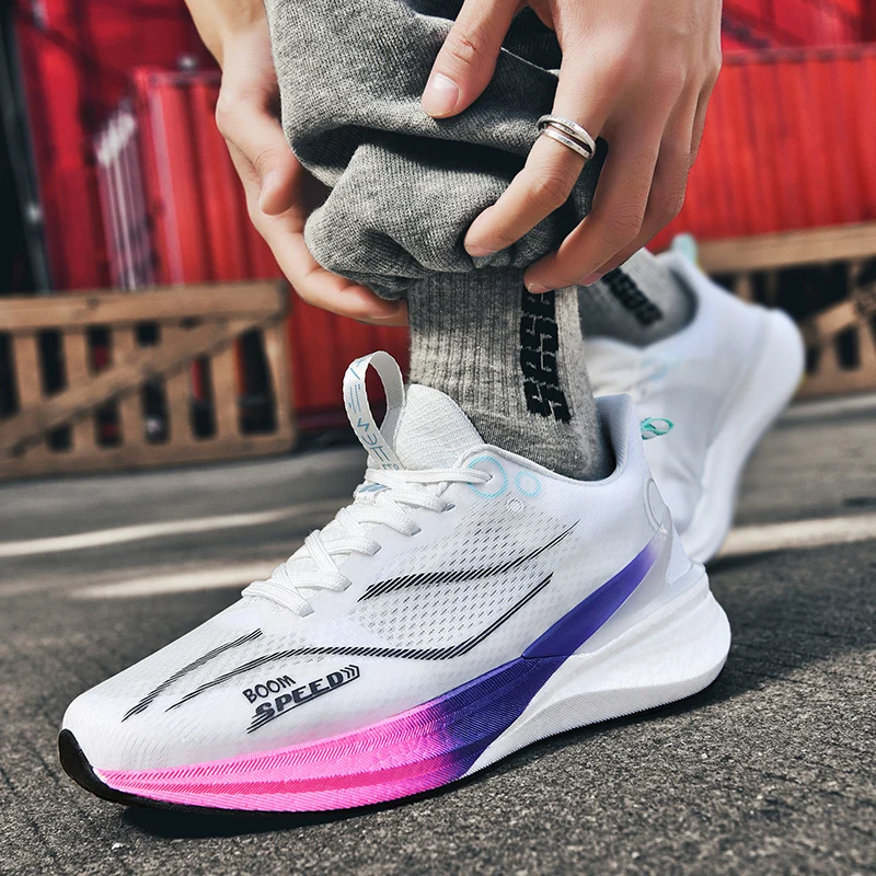 Men Sports Running Shoes Carbon Board Air Cushion Breathable Lightweight Women's Comfortable Athletic Nonskid Sneakers