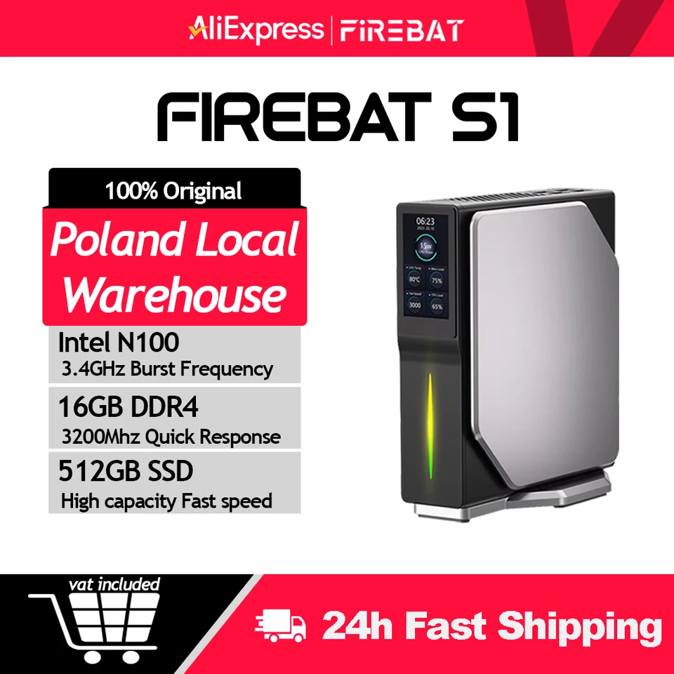 FIREBAT S1 Mini PC Windows 11 Intel Alder Lake N100 DDR4 16GB RAM