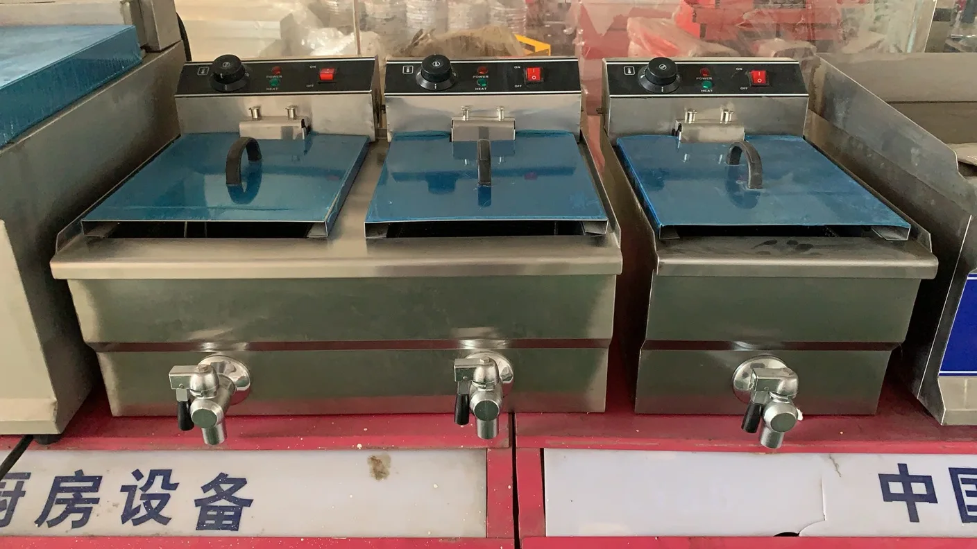 مقالي كهربائية عميقة قابلة للفصل صناعية 2 سلال آلات المقلاة الكهربائية العميقة التجارية