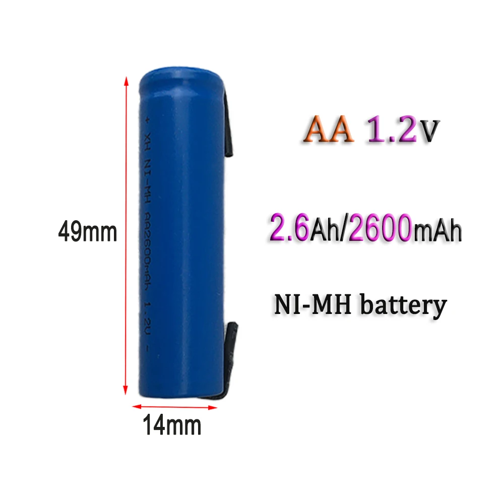 AA 1.2V-D 2600mAh  NI-MH Rechargeable Battery Suitable  For MP3 RC Toys LED Flashligh etc.