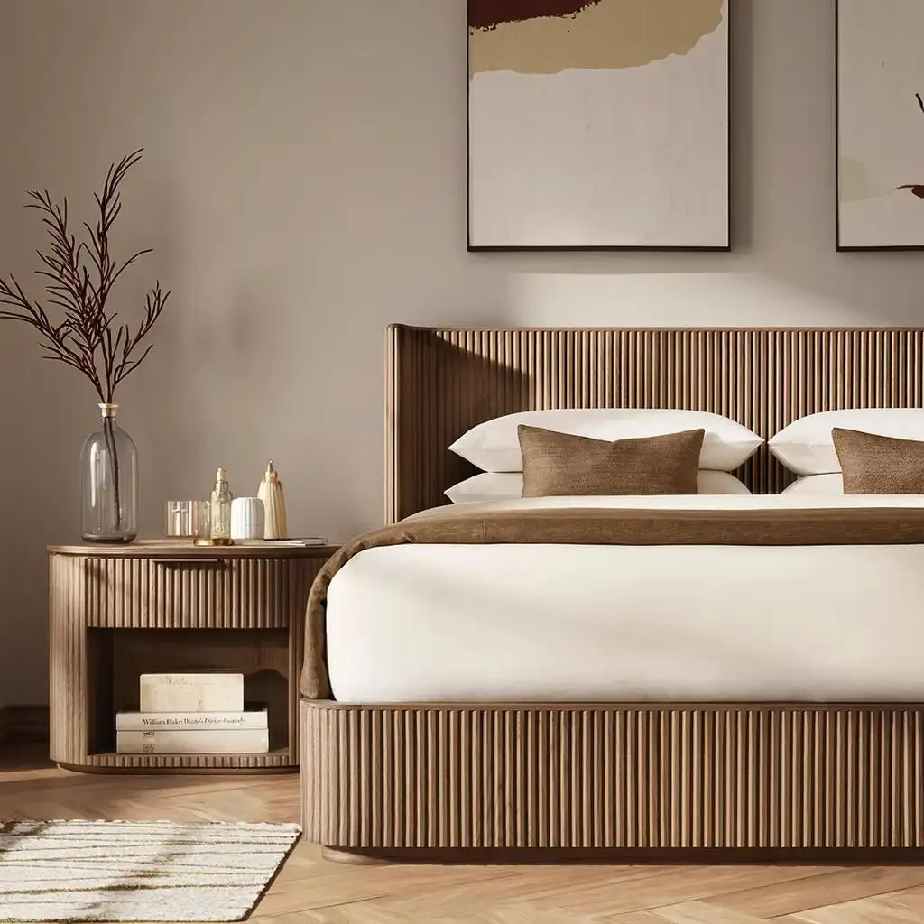 Luxury Home Furniture Bed Frame Wooden Beds Bedroom Oak Bed