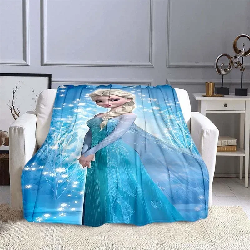 Disney Frozen Elsa Princess Blanket for Sofa King Size Cute Soft Flannel Throw Fluffy Bed Blanket New Born Winter Blanket Gift