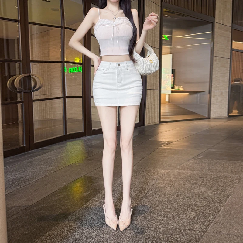 

High Waist Hip Enhancer Denim Mini Skirt with Breathable Teardrop Butt Pads, Curvy Butt Lifting & Bodycon Fit, Anti-Peep Design