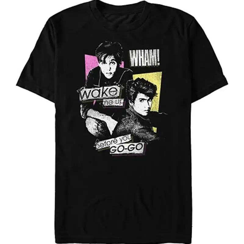 Camiseta negra grande para hombre Wham Wake Me Up Before You Go 3XL Rock Retro