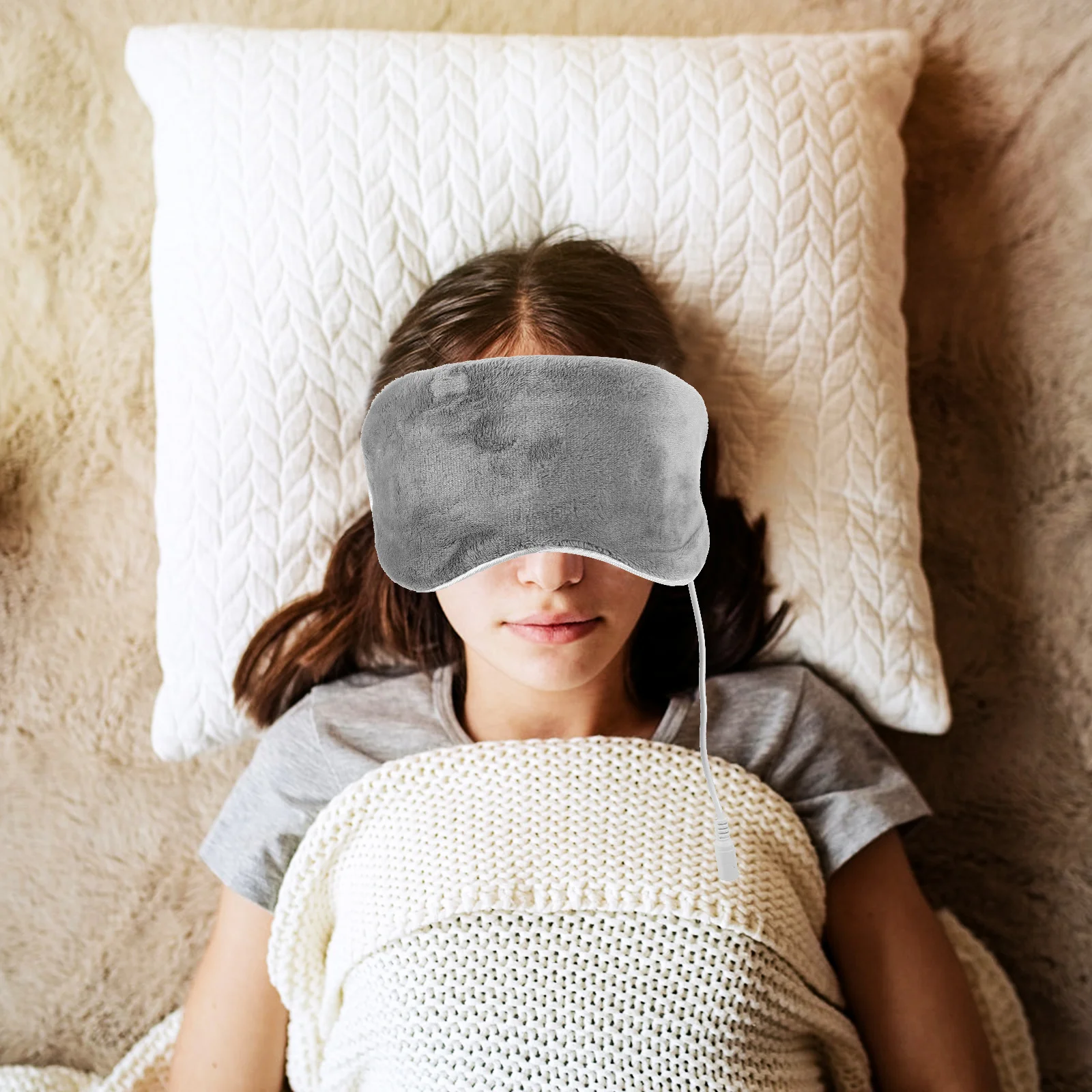 

1 комплект, USB-маска для глаз с подогревом, регулируемый паровой теплый компресс, повязка на глаза для сна для сухих глаз, удобный, приятный для кожи полиэстер