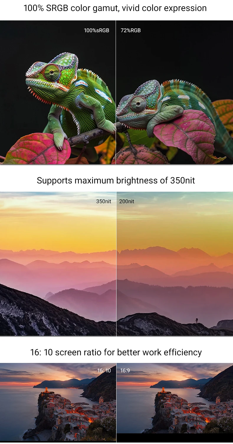 شاشة ZSUS مقاس 16 بوصة 2K محمولة 100% sRGB 1600P IPS شاشة عرض كمبيوتر ألعاب للسفر لمفتاح الكمبيوتر المحمول على سطح البخار PS4 PS5 Xbox