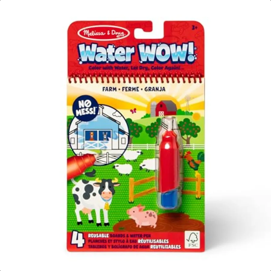 

Melissa Doug Water Wow M Free Coloring Book Reusable WaterReveal Activity Pad On The Farm Travel Toys Party Favors for Toddlers