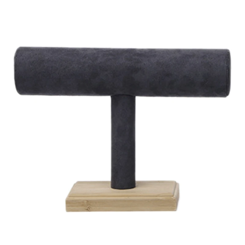 T-Förmigen Holz Basis Halskette Armband Schmuck Display Rack Uhr Schmuck Lagerung Rack Display Prop Schmuck Rack Dunkelgrau