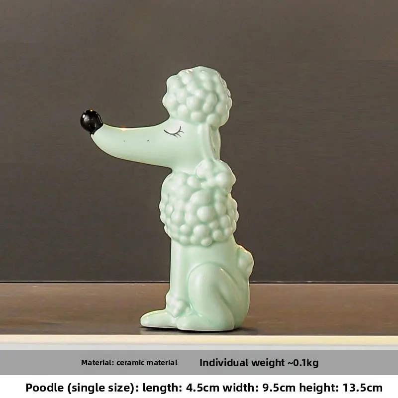 pp-Ceramic Poodle Sculpture Living Room Office Desktop Wine Rack Decoration Dog Statue Animal