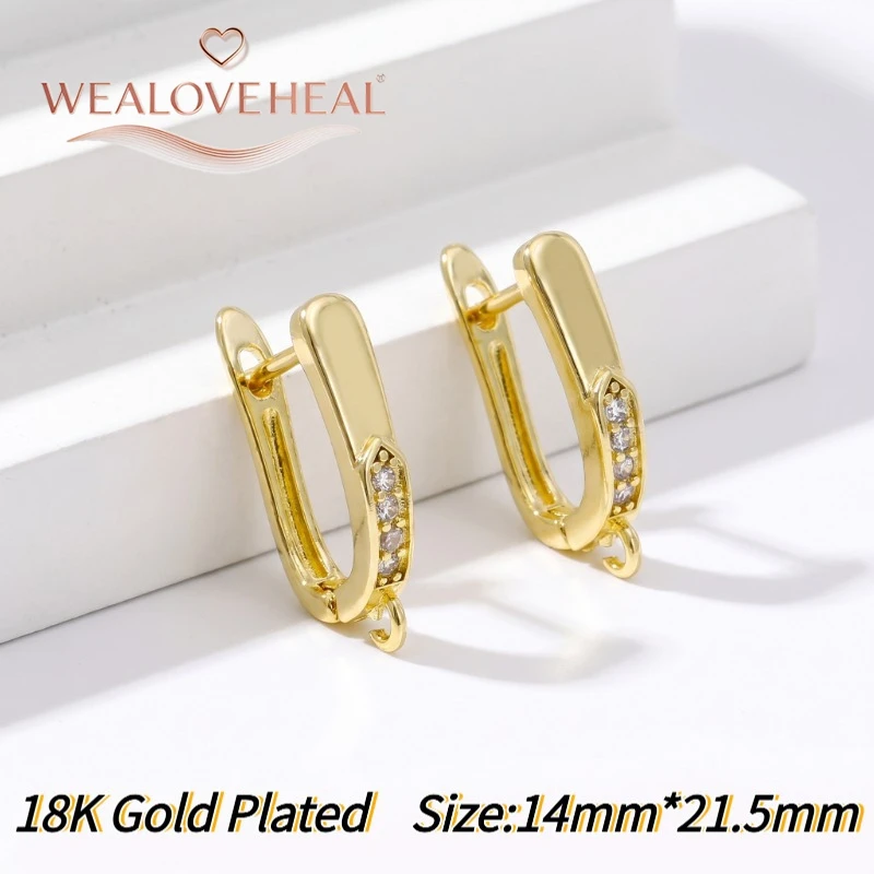 schmuckherstellung zubehör，18K vergoldeter Messing-Ohrringhaken, funkelnder Zirkonia-besetzter Huggie Hoop, handgefertigte DIY-Ohrringzubehörteile für Damen – Detail 21