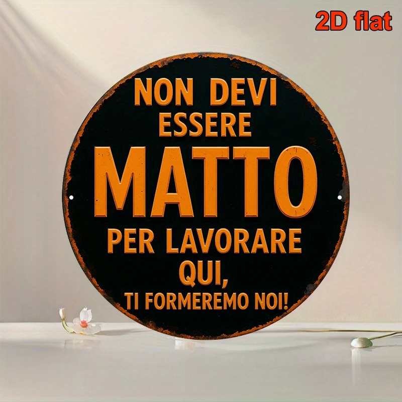 2D Flat - Decorative Sign And Plague, 2D Flat Wooden Decorative Board, 1pc, Round Italian Sign, Retro Decorative Plaque, Content