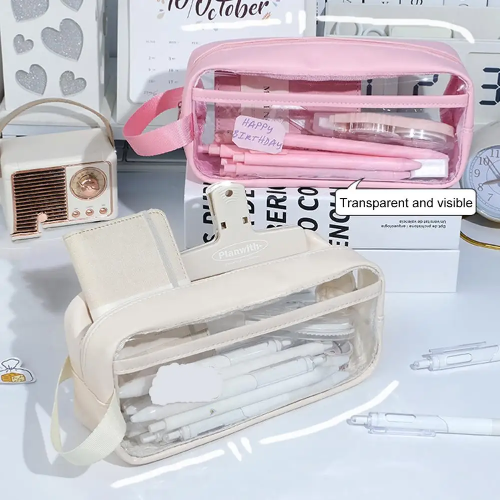 Przezroczysty piórnik o dużej pojemności piórnik przybory szkolne piórnik Trousse Estuches Escolares piórnik biurowy