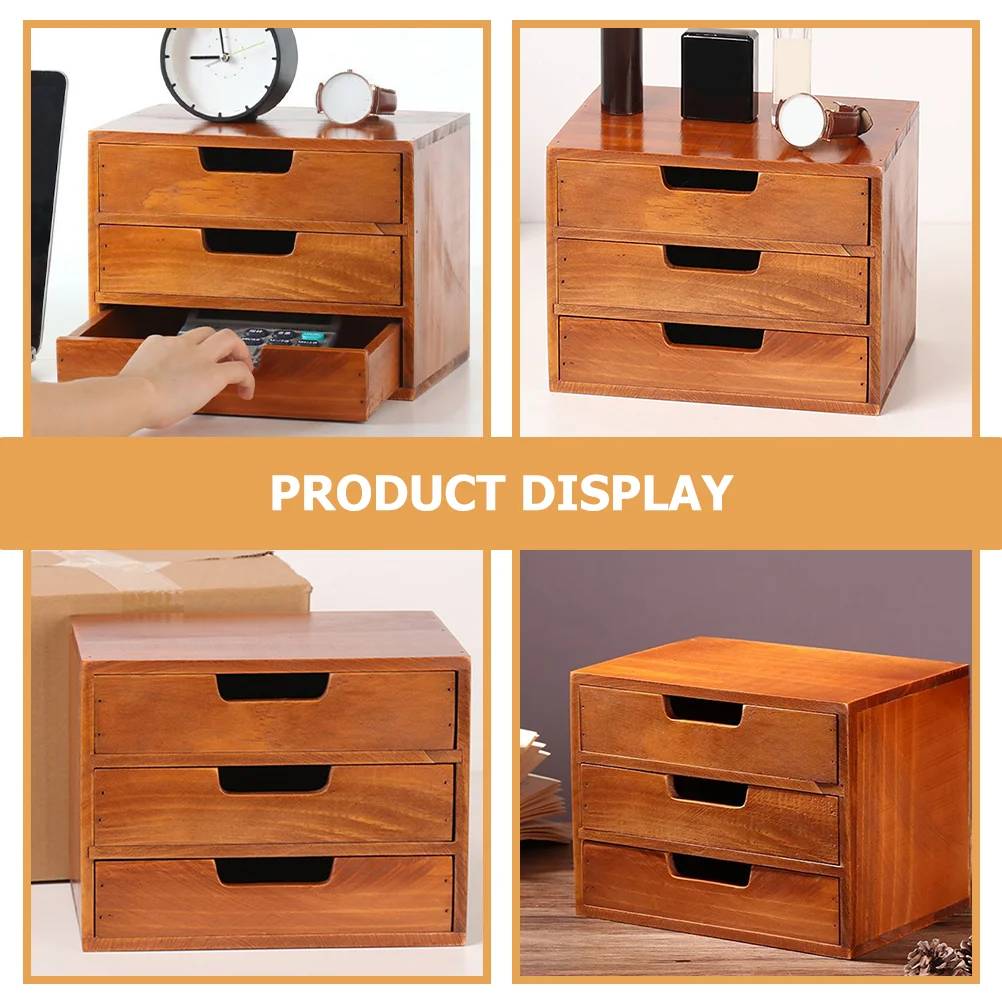 Storage Benches 3-layer Organizer Mini Drawer Desk Solid Wood Drawers Desktop Makeup Organizers Display Case