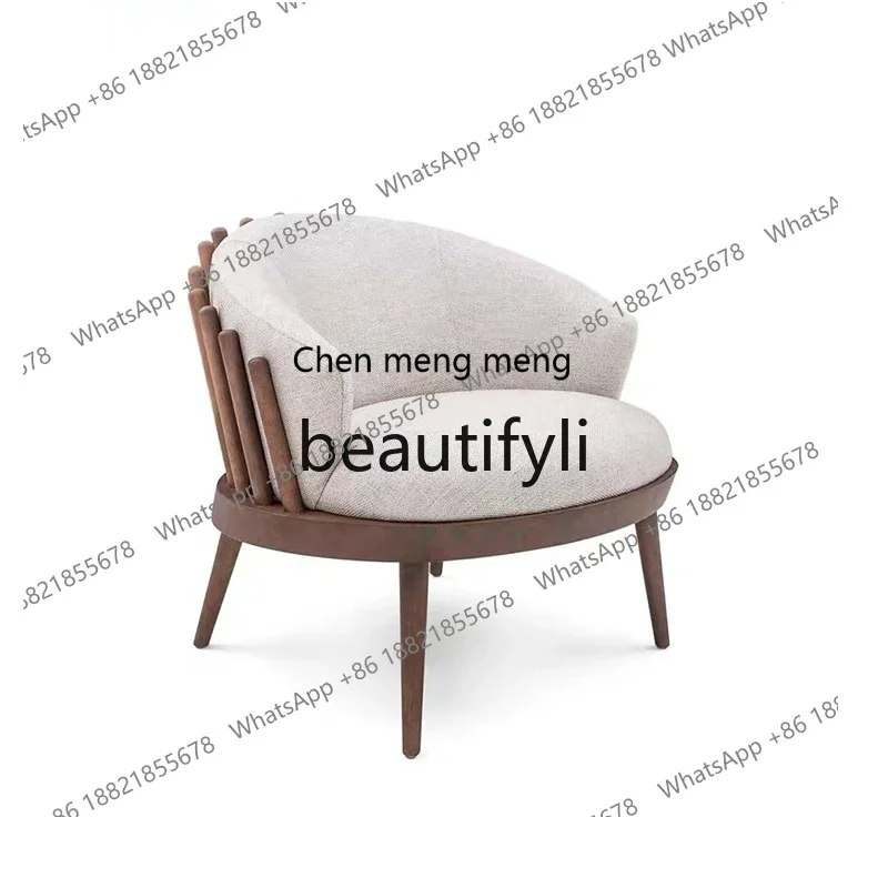 

32A Nordic soft bag solid wood back sofa chair B & B hotel casual simple lounge chair